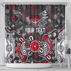 Personalized Essendon Bombers Shower Curtain Aboriginal Dot Painting Graffiti Style