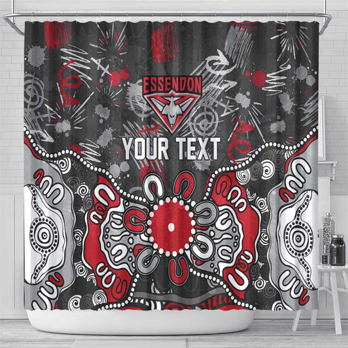 Personalized Essendon Bombers Shower Curtain Aboriginal Dot Painting Graffiti Style