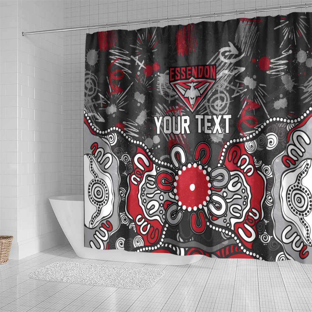 Personalized Essendon Bombers Shower Curtain Aboriginal Dot Painting Graffiti Style