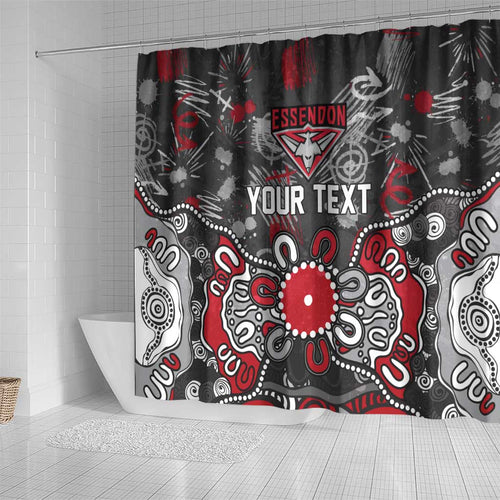 Personalized Essendon Bombers Shower Curtain Aboriginal Dot Painting Graffiti Style