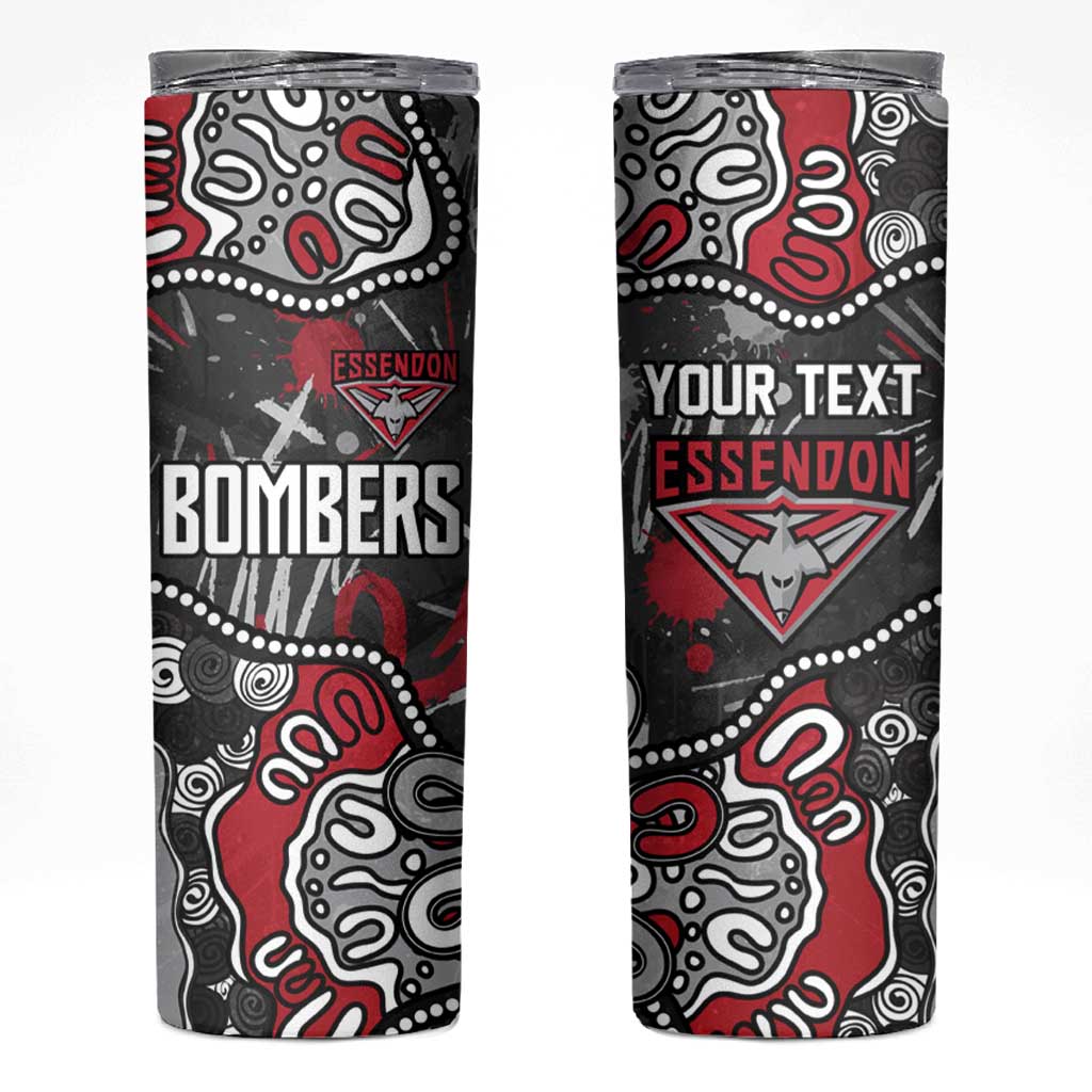 Personalized Essendon Bombers Skinny Tumbler Aboriginal Dot Painting Graffiti Style