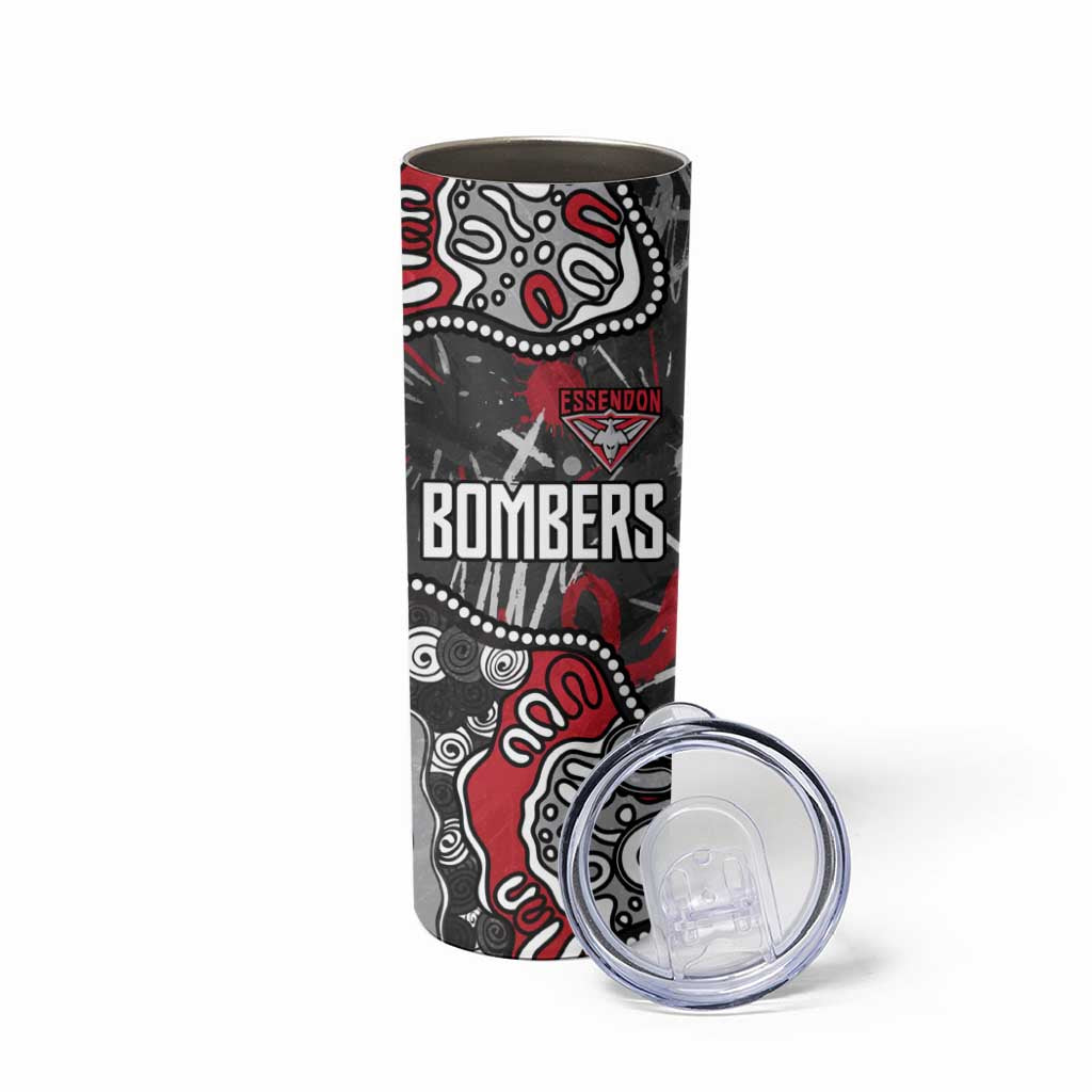 Personalized Essendon Bombers Skinny Tumbler Aboriginal Dot Painting Graffiti Style
