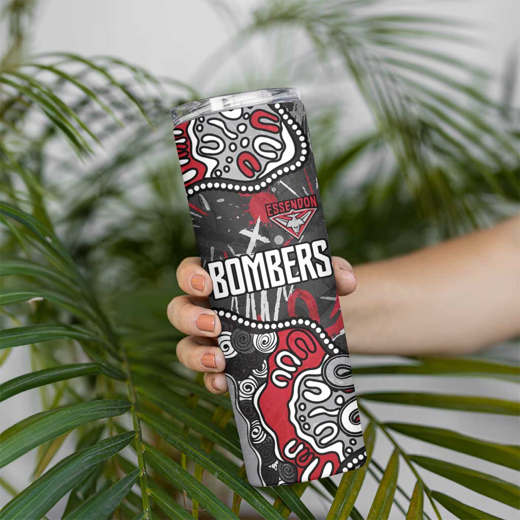 Personalized Essendon Bombers Skinny Tumbler Aboriginal Dot Painting Graffiti Style