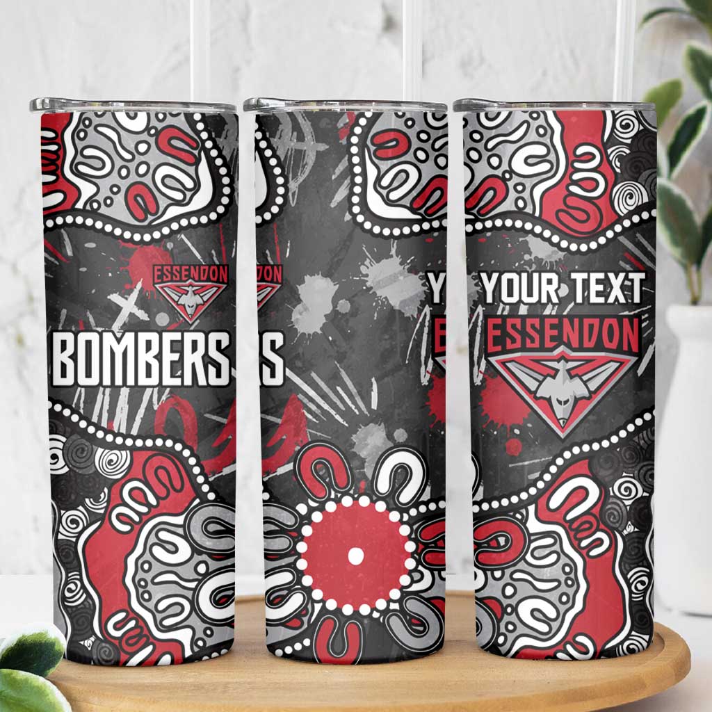 Personalized Essendon Bombers Skinny Tumbler Aboriginal Dot Painting Graffiti Style