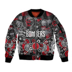 Personalized Essendon Bombers Sleeve Zip Bomber Jacket Aboriginal Dot Painting Graffiti Style