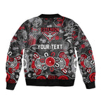 Personalized Essendon Bombers Sleeve Zip Bomber Jacket Aboriginal Dot Painting Graffiti Style