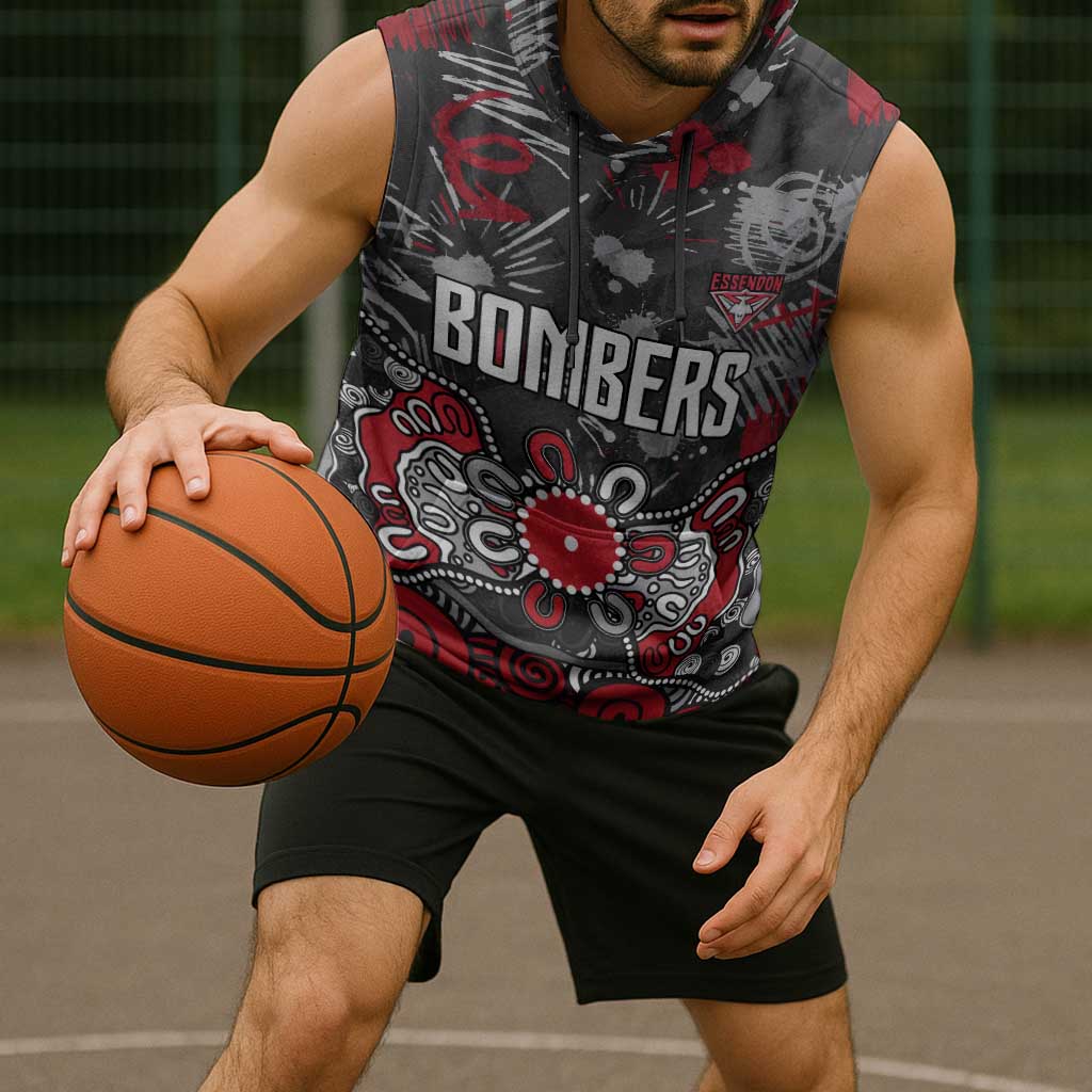 Personalized Essendon Bombers Sleeveless Hoodie Aboriginal Dot Painting Graffiti Style
