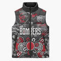 Personalized Essendon Bombers Sleeveless Puffer Jacket Aboriginal Dot Painting Graffiti Style