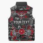 Personalized Essendon Bombers Sleeveless Puffer Jacket Aboriginal Dot Painting Graffiti Style