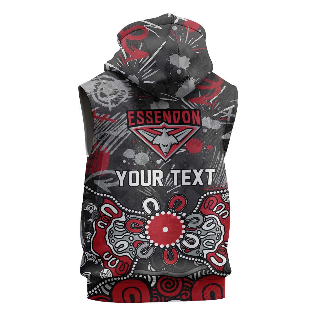 Personalized Essendon Bombers Sleeveless Zip Hoodie Aboriginal Dot Painting Graffiti Style