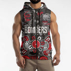 Personalized Essendon Bombers Sleeveless Zip Hoodie Aboriginal Dot Painting Graffiti Style