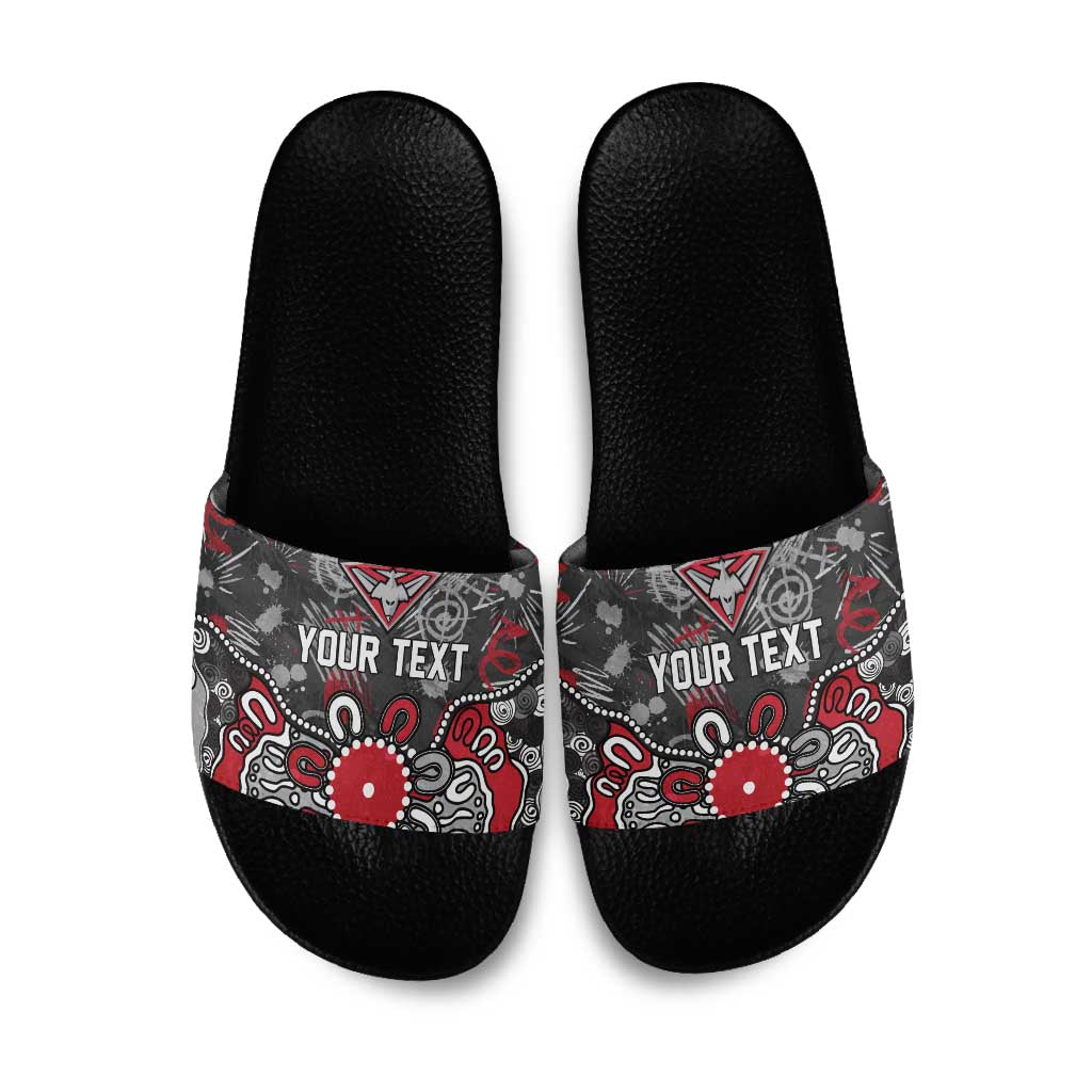 Personalized Essendon Bombers Slide Sandals Aboriginal Dot Painting Graffiti Style