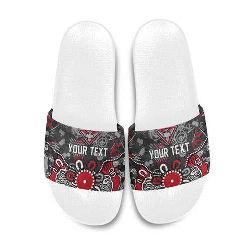 Personalized Essendon Bombers Slide Sandals Aboriginal Dot Painting Graffiti Style