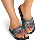 Personalized Essendon Bombers Slide Sandals Aboriginal Dot Painting Graffiti Style