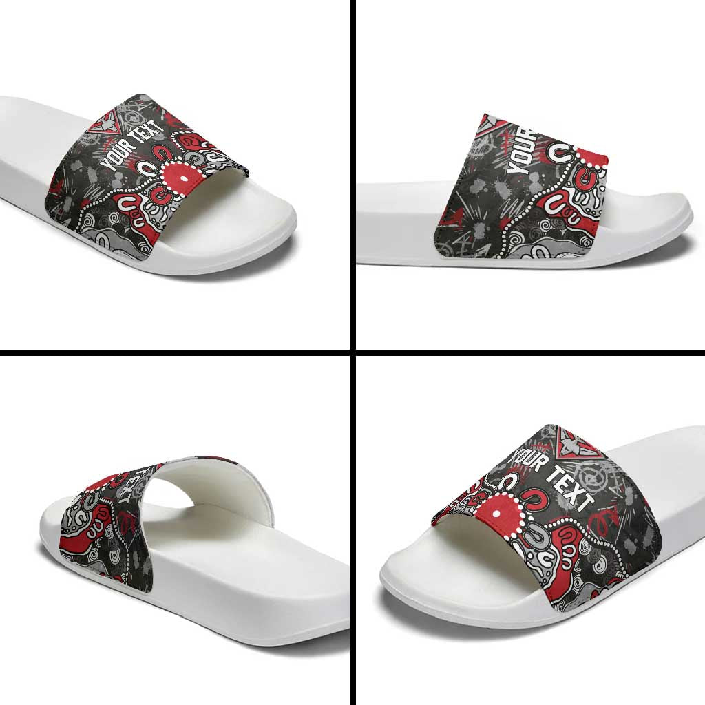 Personalized Essendon Bombers Slide Sandals Aboriginal Dot Painting Graffiti Style