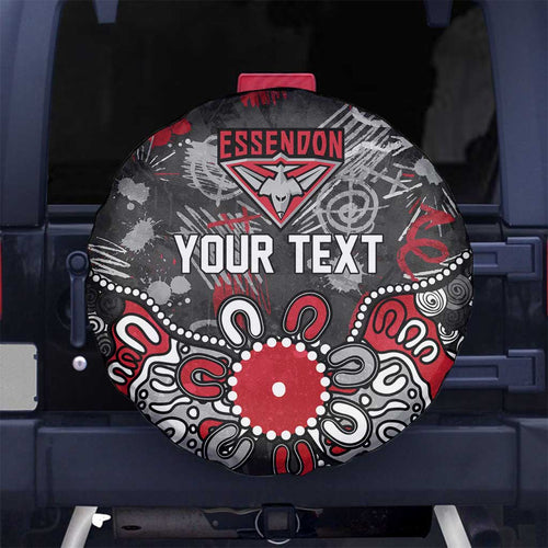 Personalized Essendon Bombers Spare Tire Cover Aboriginal Dot Painting Graffiti Style