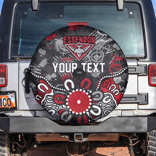 Personalized Essendon Bombers Spare Tire Cover Aboriginal Dot Painting Graffiti Style