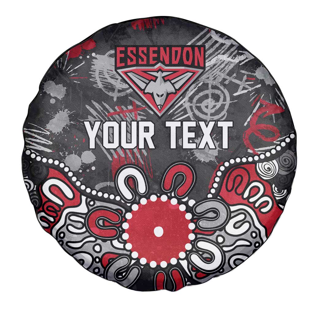 Personalized Essendon Bombers Spare Tire Cover Aboriginal Dot Painting Graffiti Style