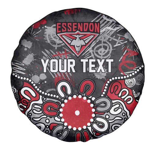 Personalized Essendon Bombers Spare Tire Cover Aboriginal Dot Painting Graffiti Style