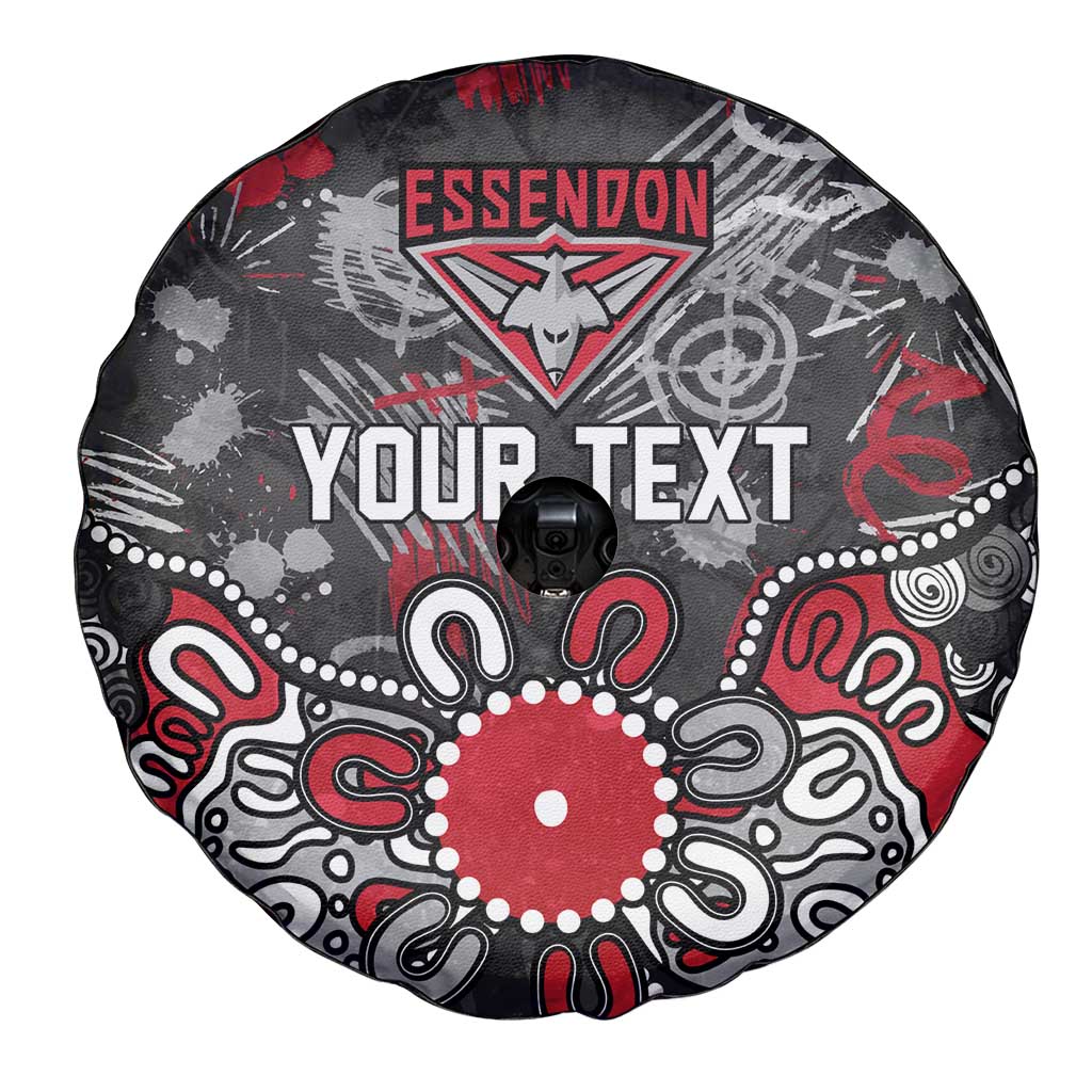 Personalized Essendon Bombers Spare Tire Cover Aboriginal Dot Painting Graffiti Style