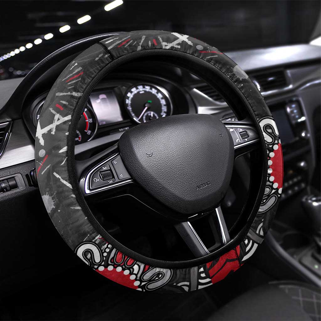 Essendon Bombers Steering Wheel Cover Aboriginal Dot Painting Graffiti Style