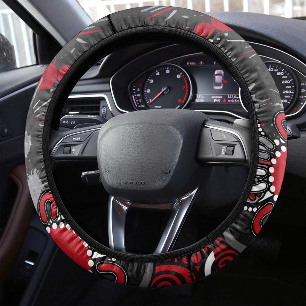 Essendon Bombers Steering Wheel Cover Aboriginal Dot Painting Graffiti Style