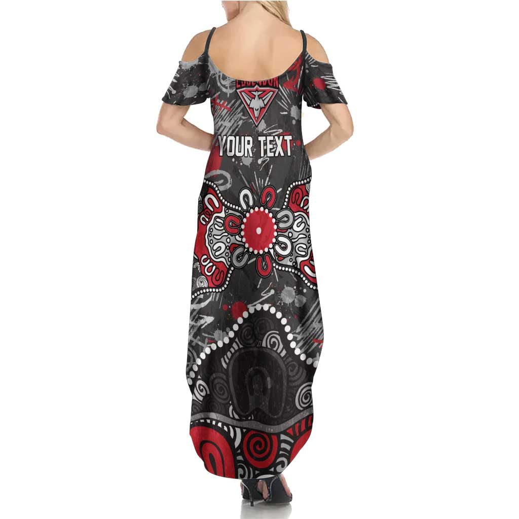 Personalized Essendon Bombers Summer Maxi Dress Aboriginal Dot Painting Graffiti Style