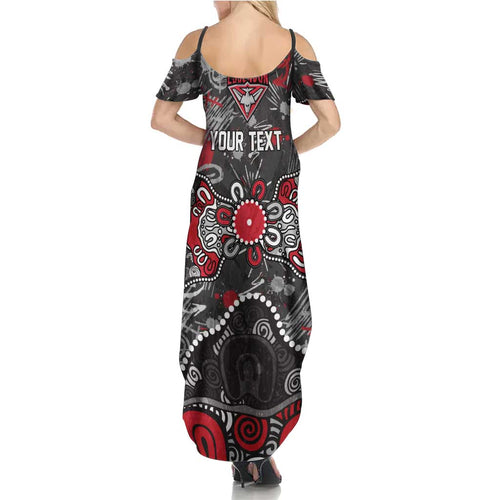 Personalized Essendon Bombers Summer Maxi Dress Aboriginal Dot Painting Graffiti Style