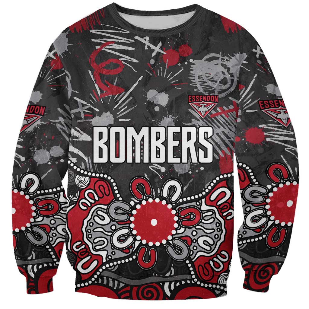 Personalized Essendon Bombers Sweatshirt Aboriginal Dot Painting Graffiti Style