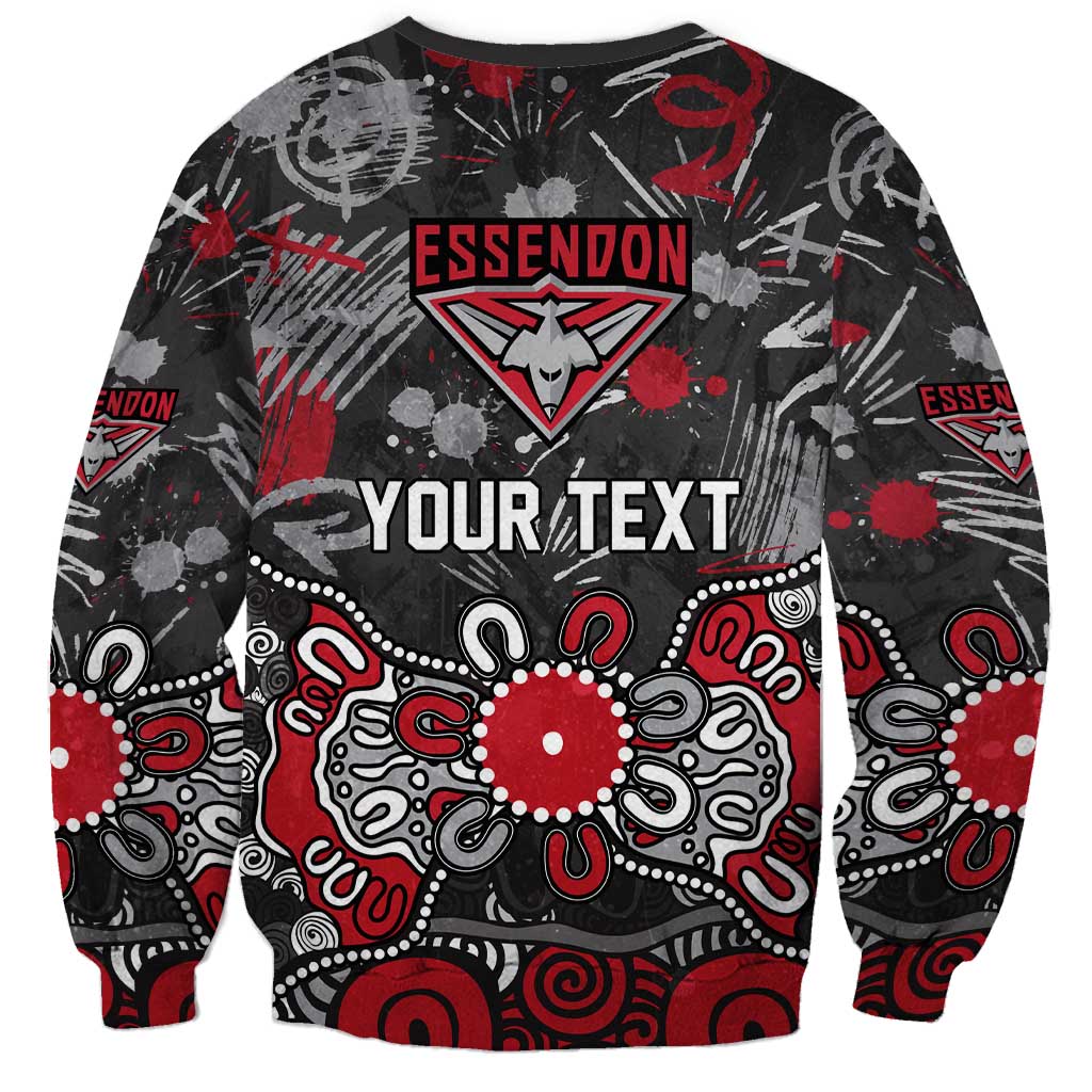 Personalized Essendon Bombers Sweatshirt Aboriginal Dot Painting Graffiti Style