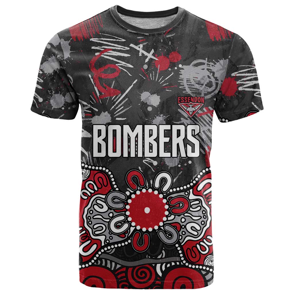 Personalized Essendon Bombers T Shirt Aboriginal Dot Painting Graffiti Style