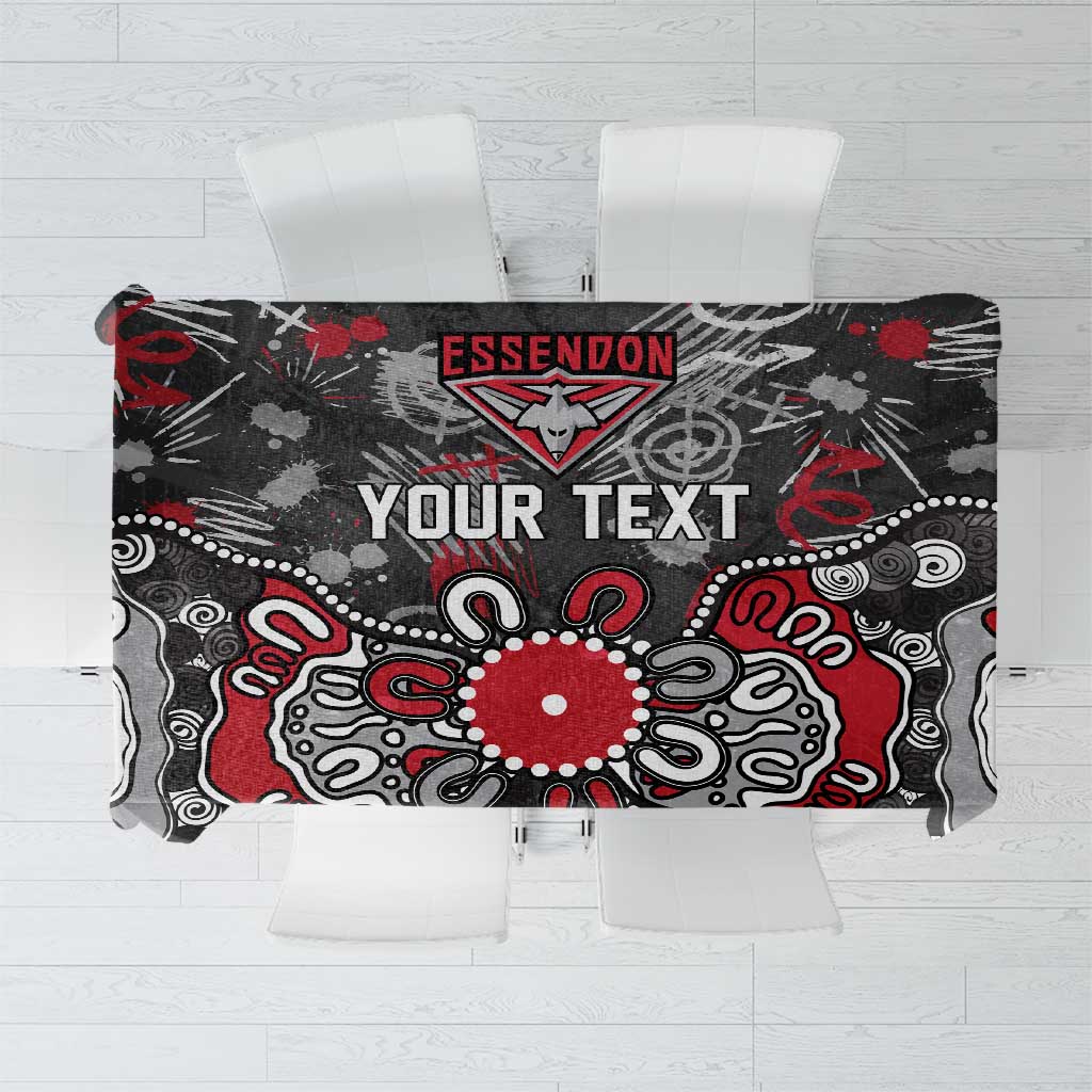 Personalized Essendon Bombers Tablecloth Aboriginal Dot Painting Graffiti Style