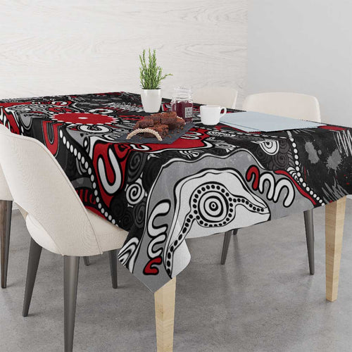 Personalized Essendon Bombers Tablecloth Aboriginal Dot Painting Graffiti Style