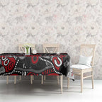 Personalized Essendon Bombers Tablecloth Aboriginal Dot Painting Graffiti Style