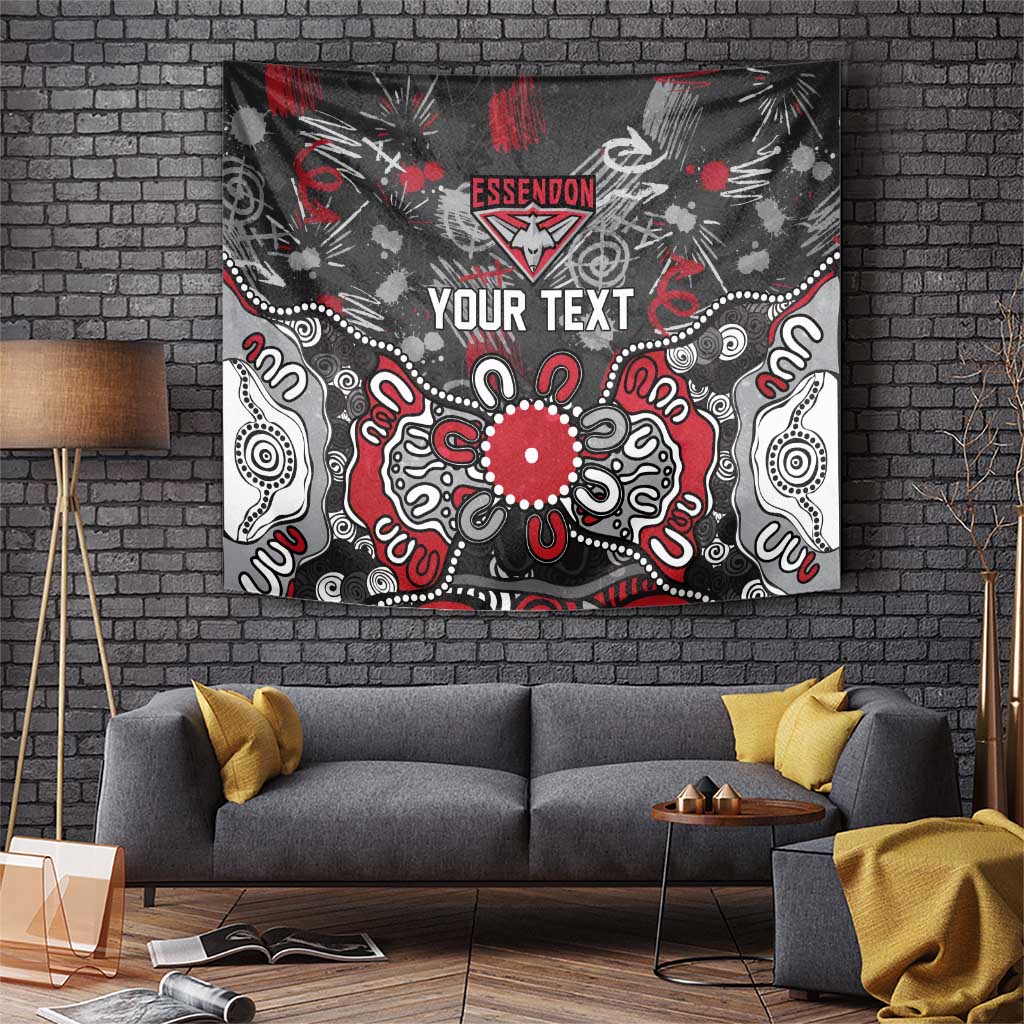 Personalized Essendon Bombers Tapestry Aboriginal Dot Painting Graffiti Style
