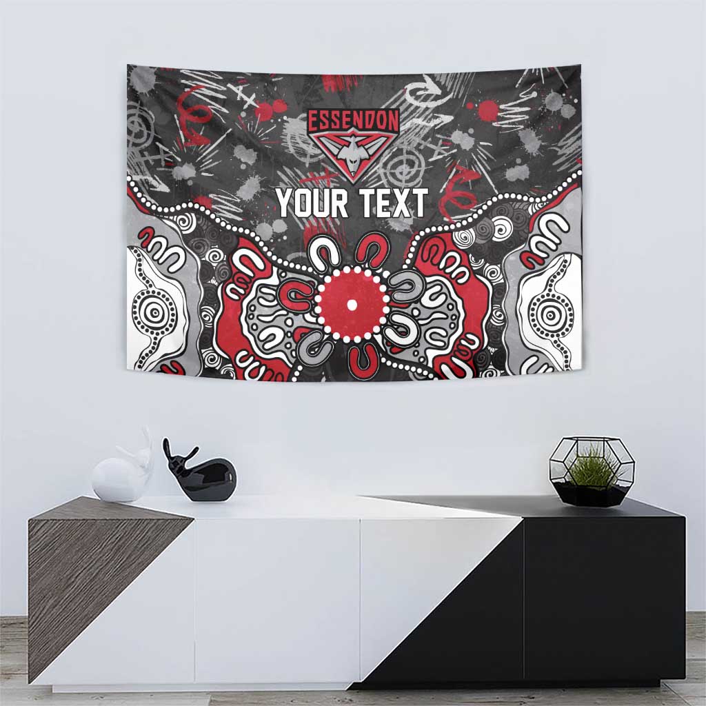 Personalized Essendon Bombers Tapestry Aboriginal Dot Painting Graffiti Style