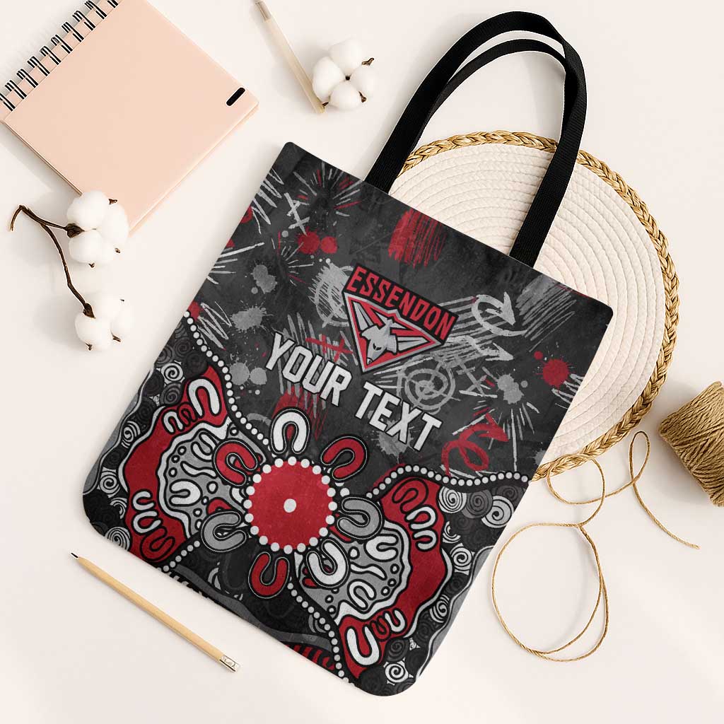 Personalized Essendon Bombers Tote Bag Aboriginal Dot Painting Graffiti Style