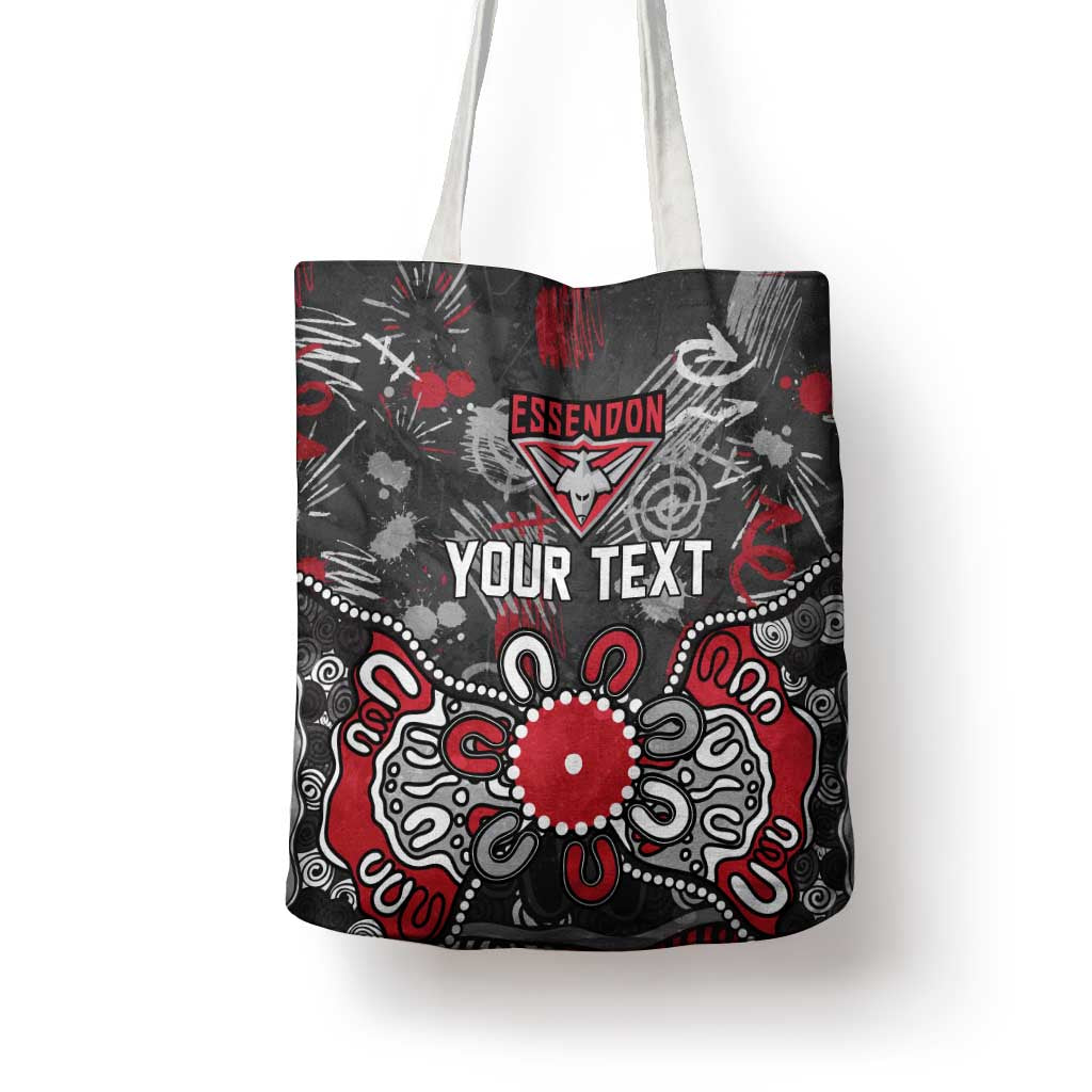 Personalized Essendon Bombers Tote Bag Aboriginal Dot Painting Graffiti Style