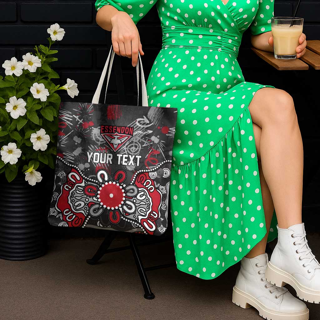Personalized Essendon Bombers Tote Bag Aboriginal Dot Painting Graffiti Style
