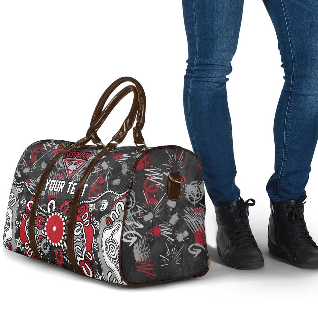 Personalized Essendon Bombers Travel Bag Aboriginal Dot Painting Graffiti Style