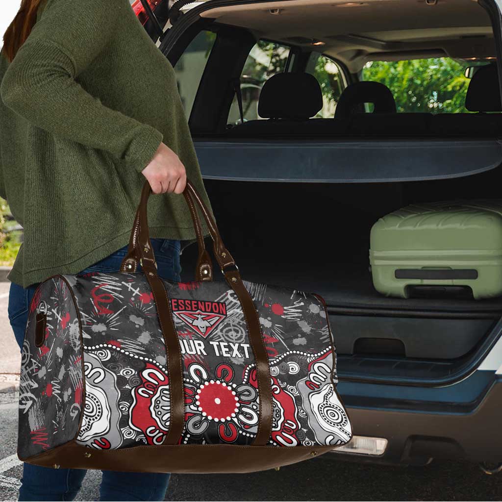Personalized Essendon Bombers Travel Bag Aboriginal Dot Painting Graffiti Style