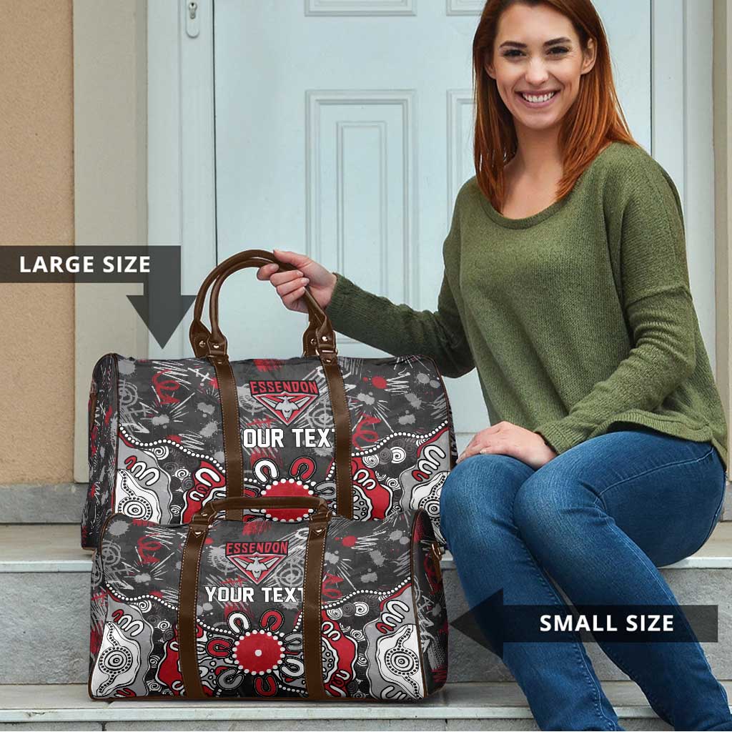 Personalized Essendon Bombers Travel Bag Aboriginal Dot Painting Graffiti Style