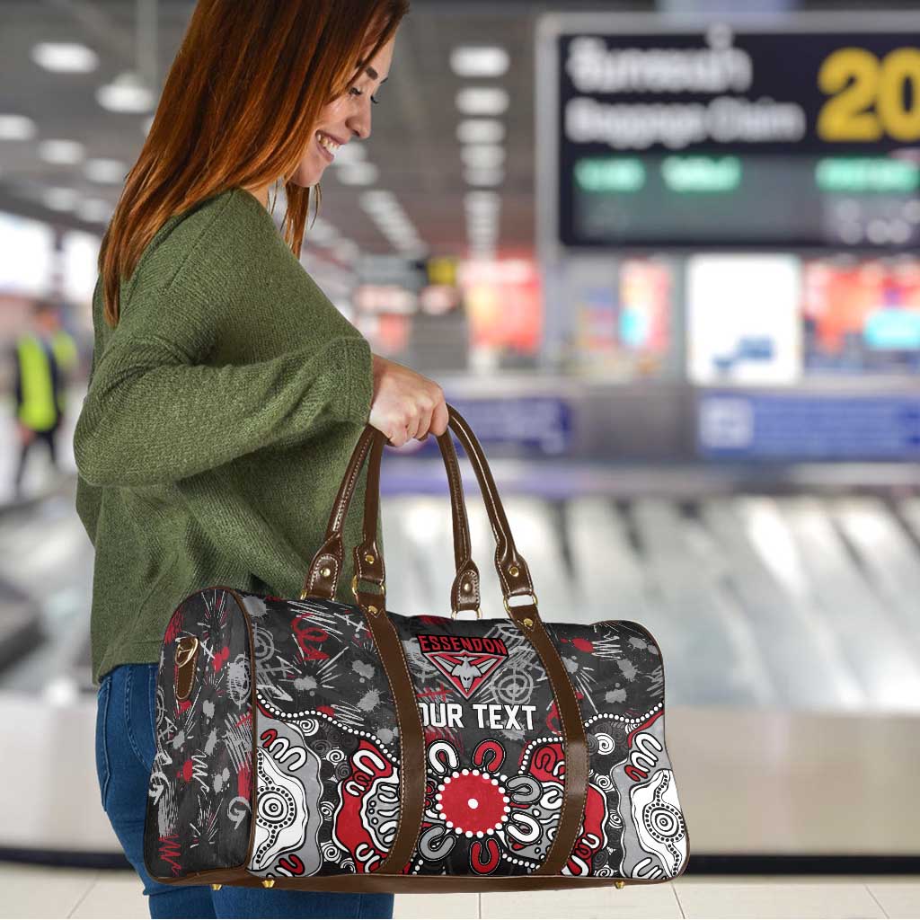 Personalized Essendon Bombers Travel Bag Aboriginal Dot Painting Graffiti Style