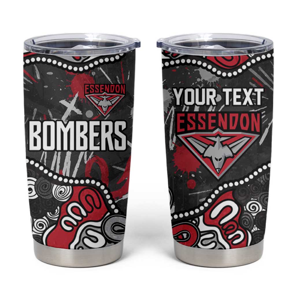 Personalized Essendon Bombers Tumbler Cup Aboriginal Dot Painting Graffiti Style