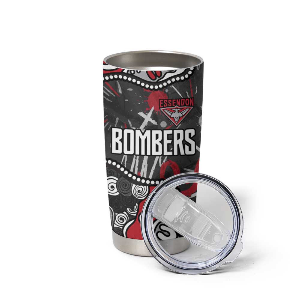 Personalized Essendon Bombers Tumbler Cup Aboriginal Dot Painting Graffiti Style