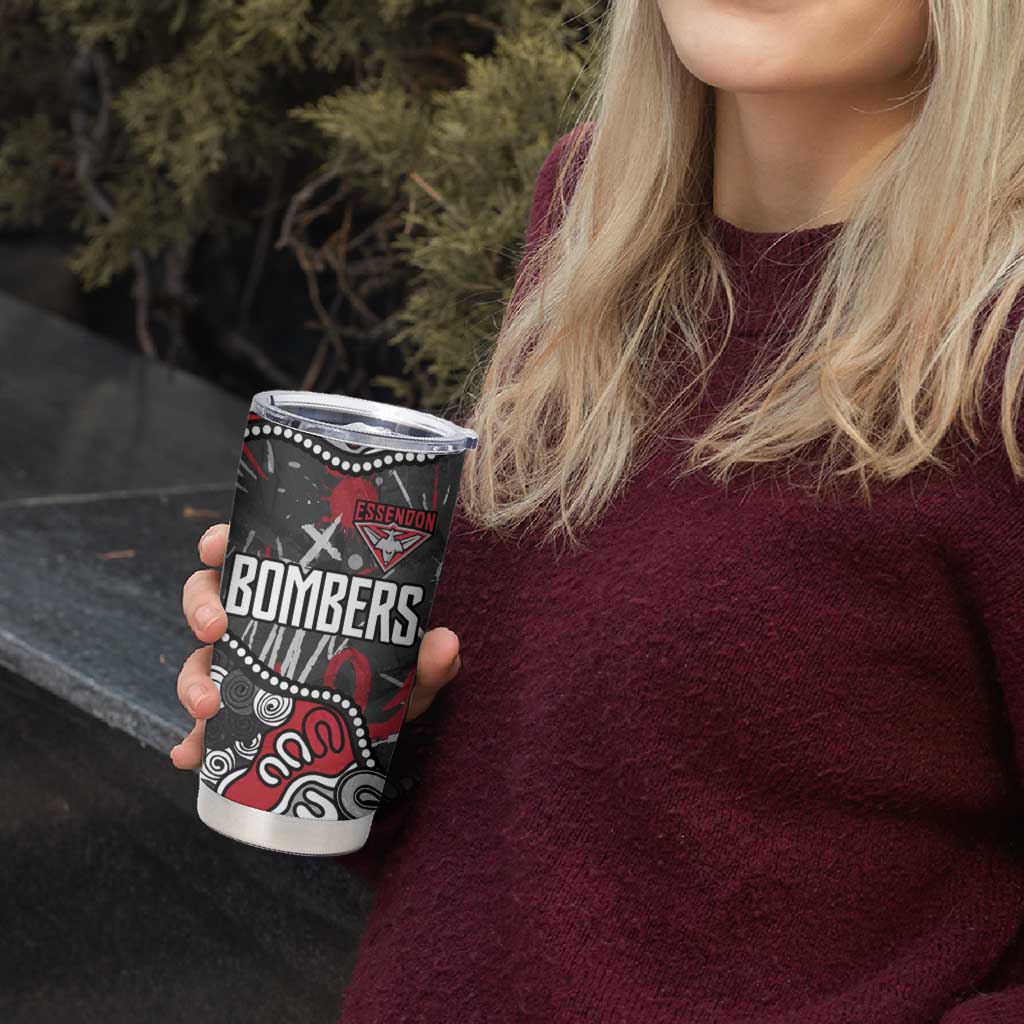 Personalized Essendon Bombers Tumbler Cup Aboriginal Dot Painting Graffiti Style