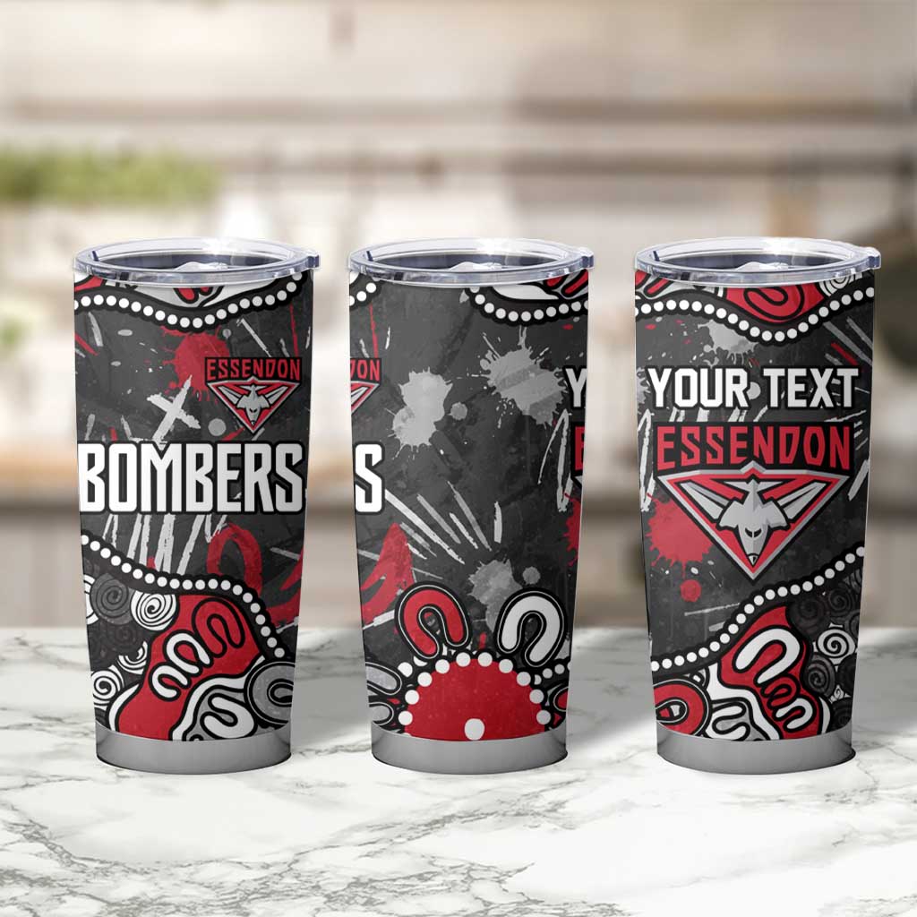 Personalized Essendon Bombers Tumbler Cup Aboriginal Dot Painting Graffiti Style