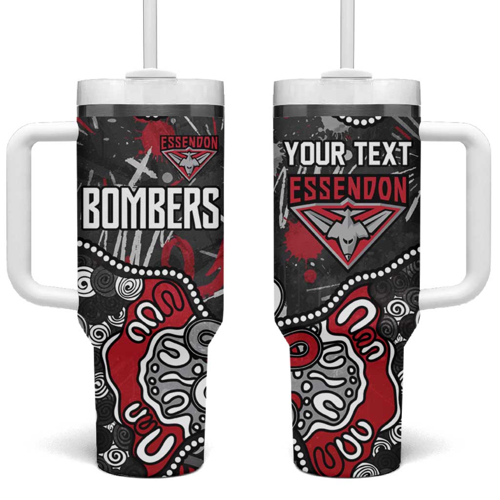 Personalized Essendon Bombers Tumbler With Handle Aboriginal Dot Painting Graffiti Style
