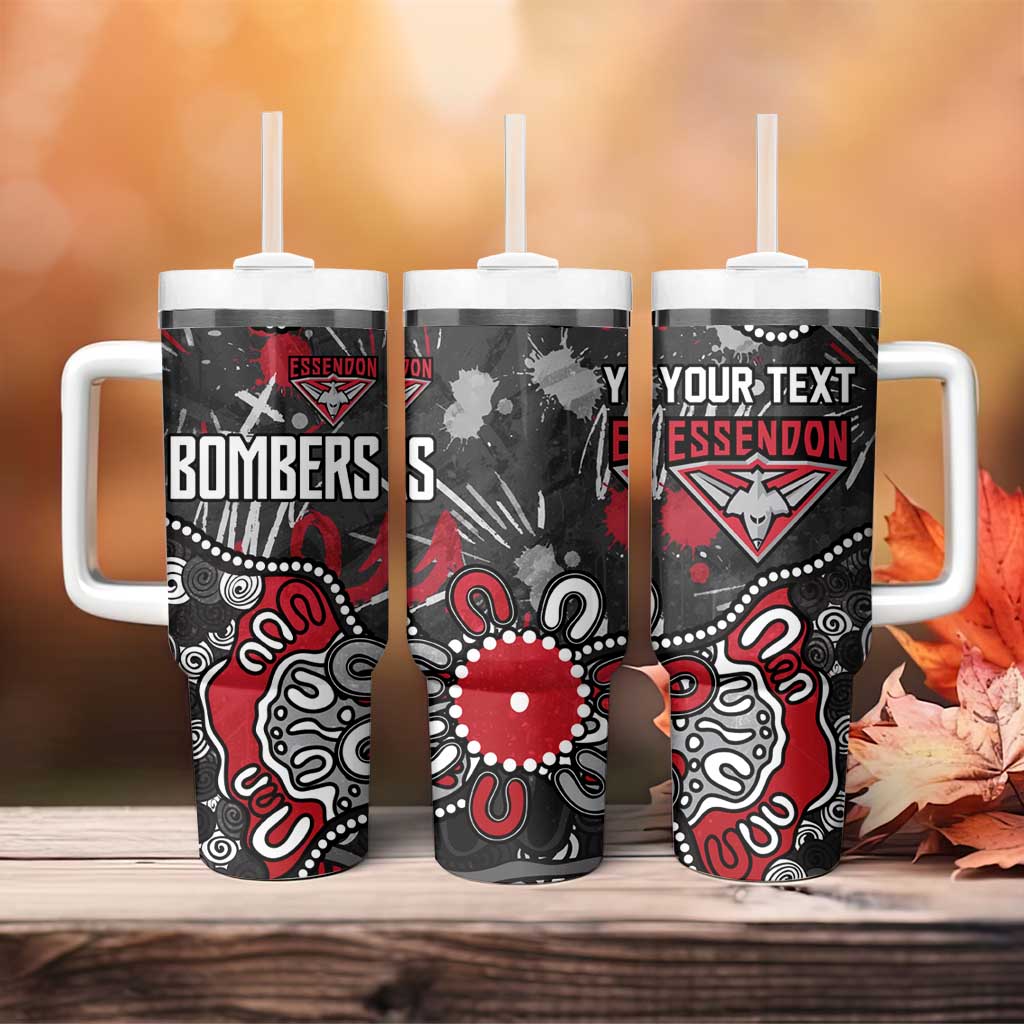 Personalized Essendon Bombers Tumbler With Handle Aboriginal Dot Painting Graffiti Style