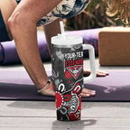 Personalized Essendon Bombers Tumbler With Handle Aboriginal Dot Painting Graffiti Style